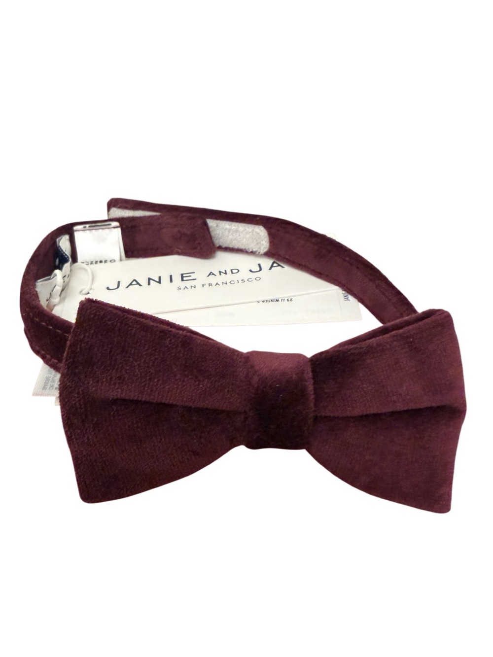 Janie and Jack Velvet Bow Tie in Deep Wine